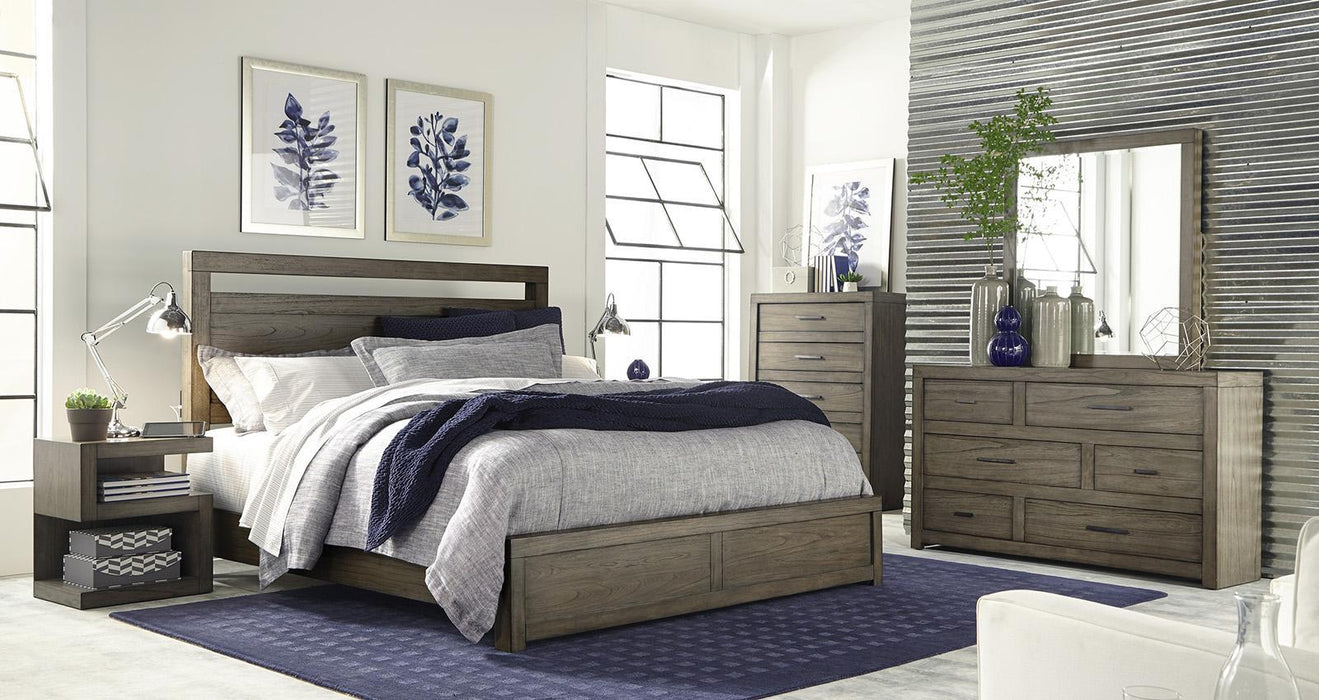 Aspenhome Modern Loft King Panel Bed in Greystone