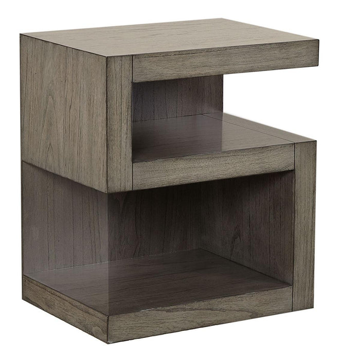 Aspenhome Modern Loft S-Shaped Nightstand in Greystone