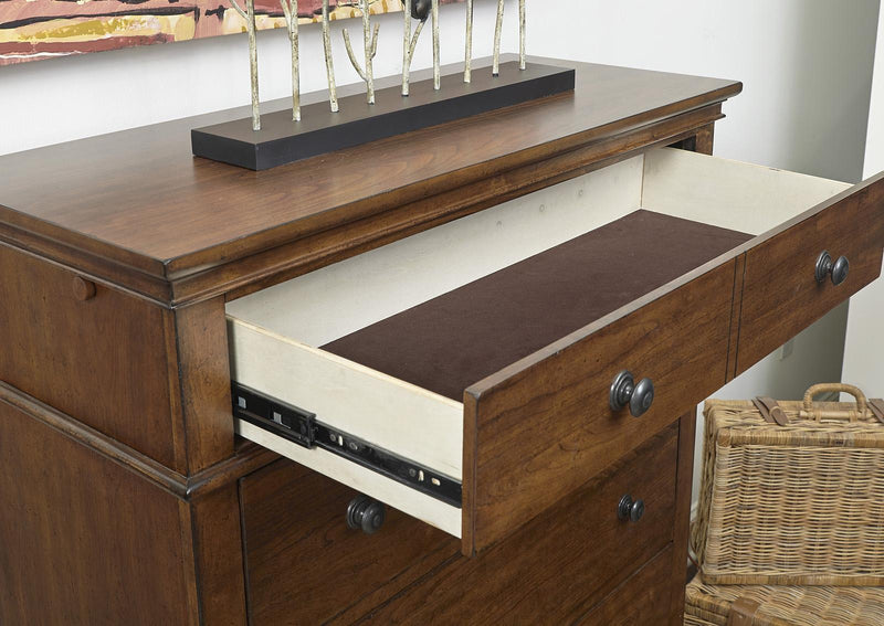 Aspenhome Oxford 5 Drawer Chest in Whiskey Brown - Furniture City (CA)l