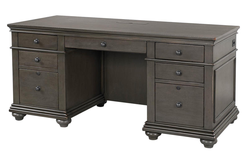 Aspenhome Oxford 66" Executive Desk in Peppercorn - Furniture City (CA)l