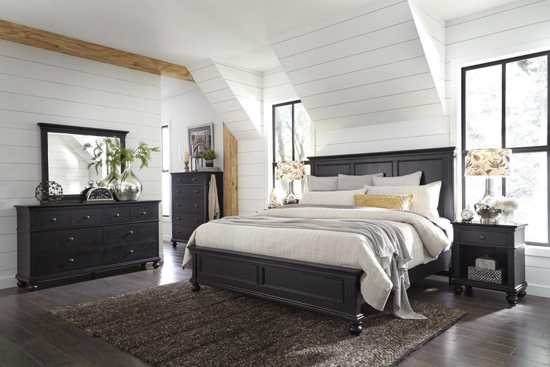 Aspenhome Oxford California King Panel Bed in Black - Furniture City (CA)l