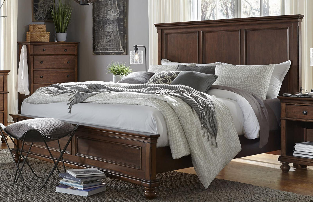 Aspenhome Oxford Queen Panel Bed in Whiskey Brown