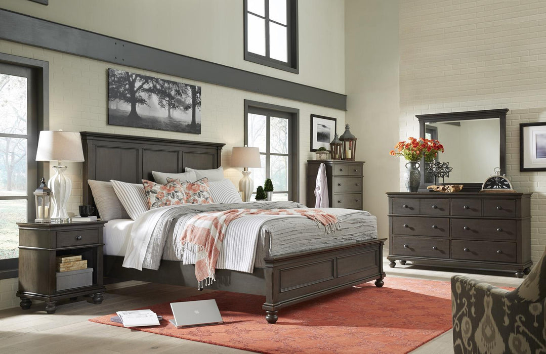 Aspenhome Oxford King Panel Bed in Peppercorn