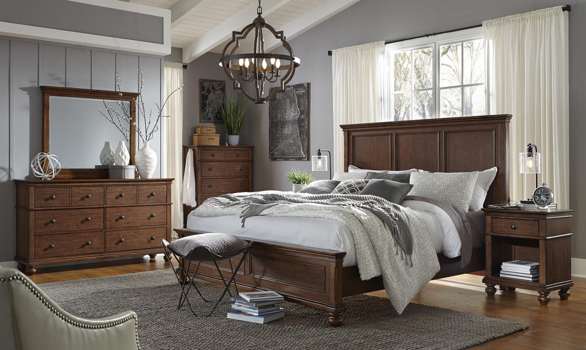 Aspenhome Oxford California King Panel Bed in Whiskey Brown