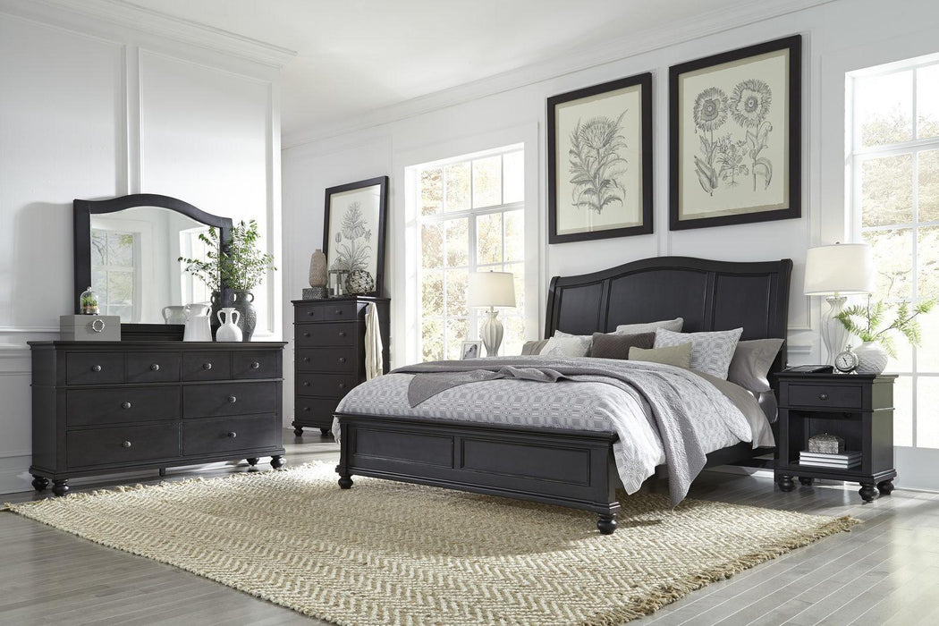 Aspenhome Oxford King Sleigh Bed in Black