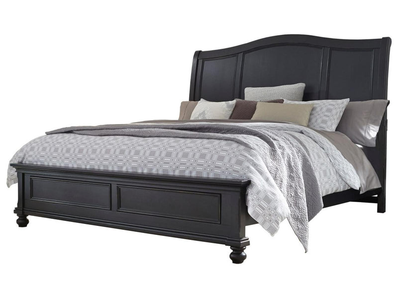 Aspenhome Oxford California King Sleigh Bed in Black - Furniture City (CA)l