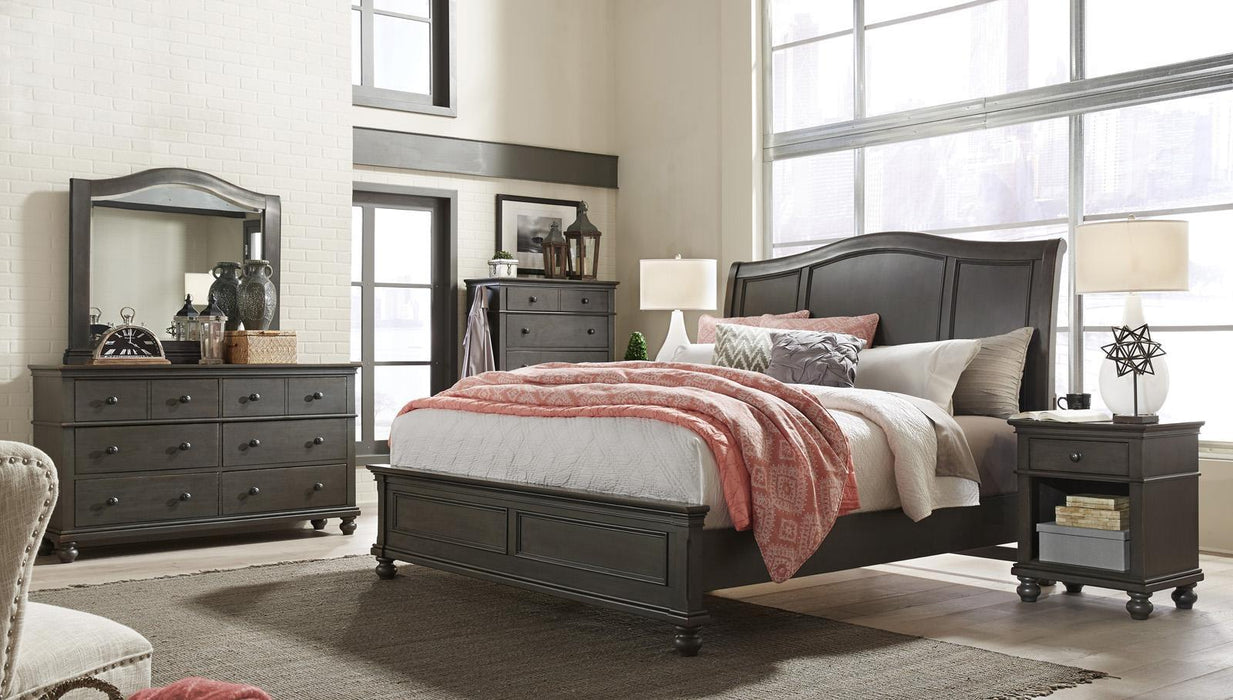 Aspenhome Oxford King Sleigh Bed in Peppercorn