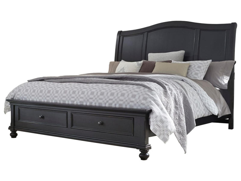 Aspenhome Oxford King Sleigh Storage Bed in Black - Furniture City (CA)l