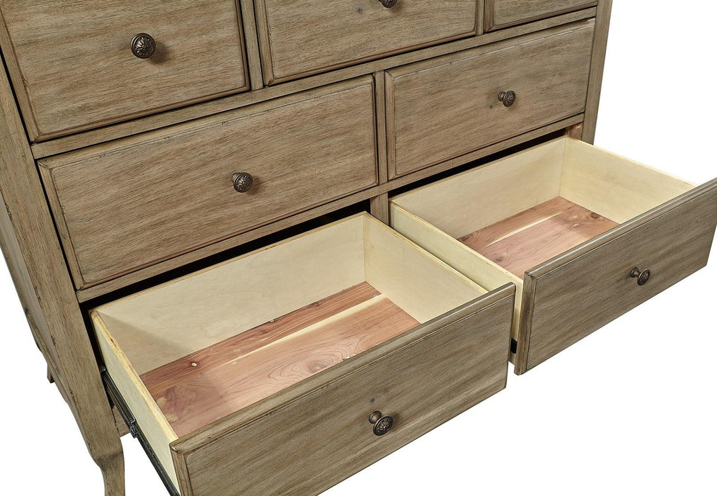 Aspenhome Provence 9 Drawer Tall Chesser in Patine