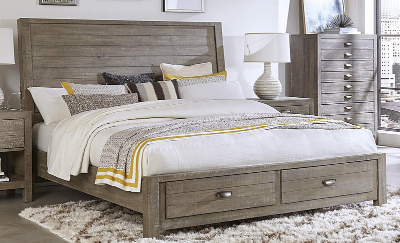 Aspenhome Radiata Queen Sleigh Storage Bed in River Rock - Furniture City (CA)l