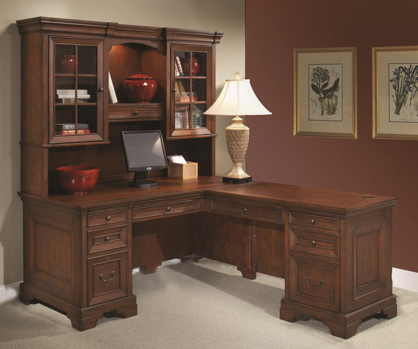 Aspenhome Richmond 66" Computer L-Shaped Desk  in Charleston Brown/308