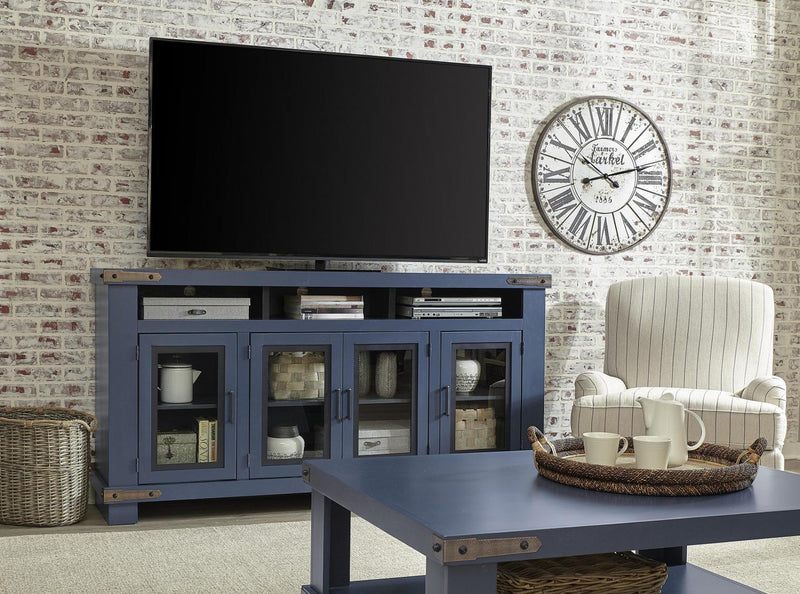 Aspenhome Sawyer 78"Highboy Console in Malta Blue - Furniture City (CA)l