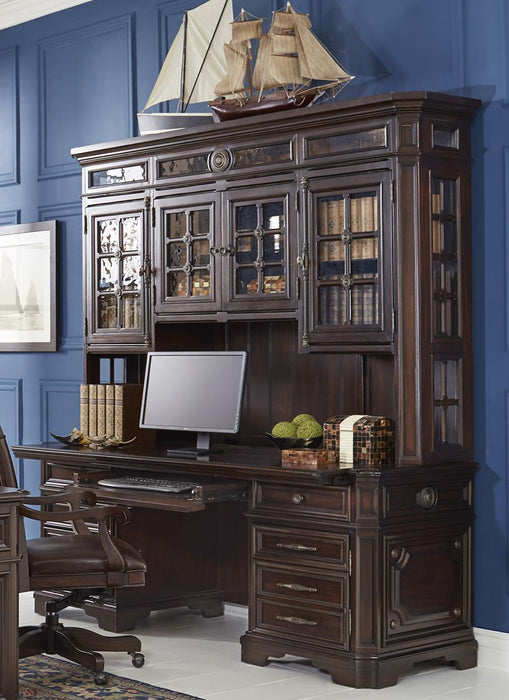 Aspenhome Sheffield 75" Credenza with Hutch in Warm Rubbed Brown-321