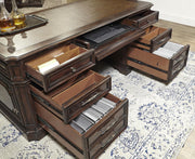 Aspenhome Sheffield 75" Executive Desk Set in Warm Rubbed Brown I39-300T-300B - Furniture City (CA)l