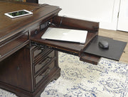 Aspenhome Sheffield 75" Executive Desk Set in Warm Rubbed Brown I39-300T-300B - Furniture City (CA)l