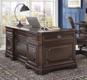 Aspenhome Sheffield 75" Executive Desk Set in Warm Rubbed Brown I39-300T-300B - Furniture City (CA)l