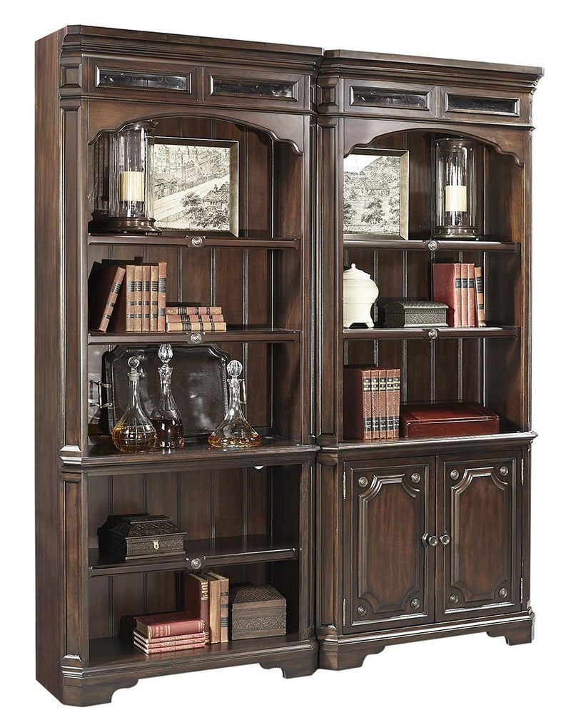 Aspenhome Sheffield Door Bookcase in Warm Rubbed Brown - Furniture City (CA)l