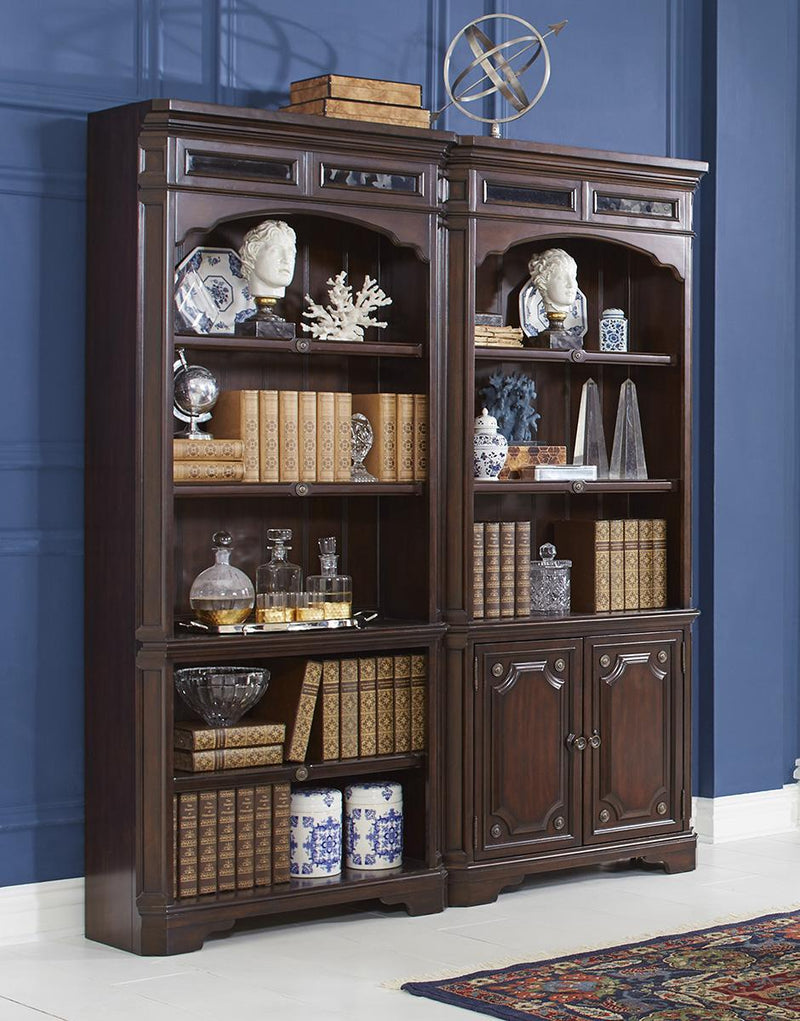 Aspenhome Sheffield Door Bookcase in Warm Rubbed Brown - Furniture City (CA)l