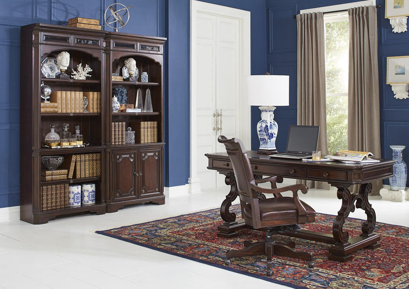 Aspenhome Sheffield Door Bookcase in Warm Rubbed Brown - Furniture City (CA)l