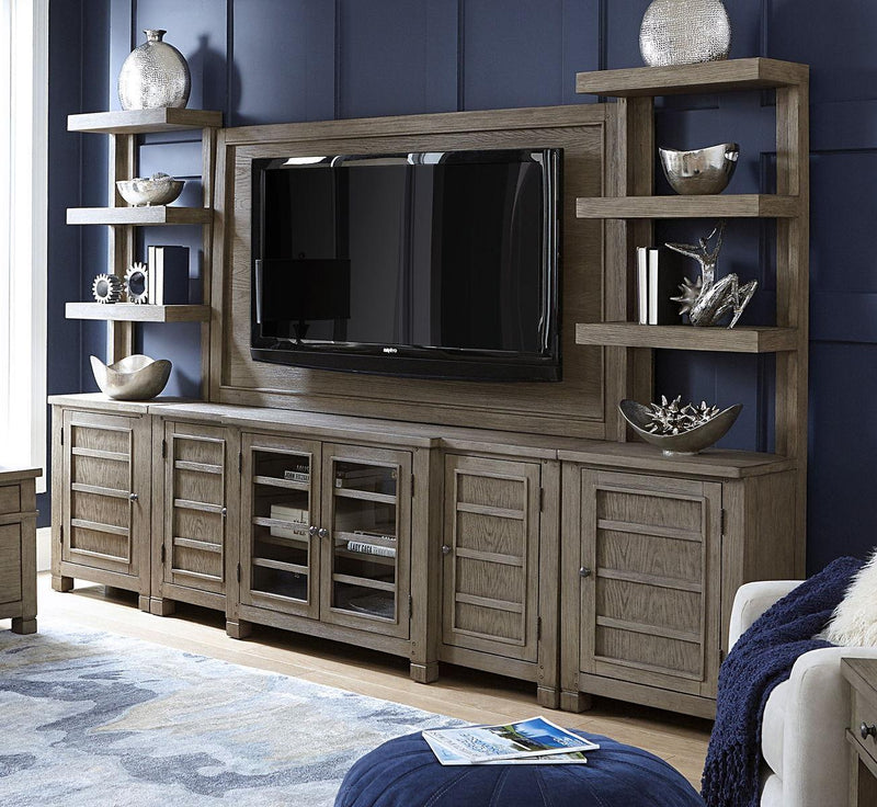 Aspenhome Tucker 75" Console Wall with TV Backer in Stone - Furniture City (CA)l