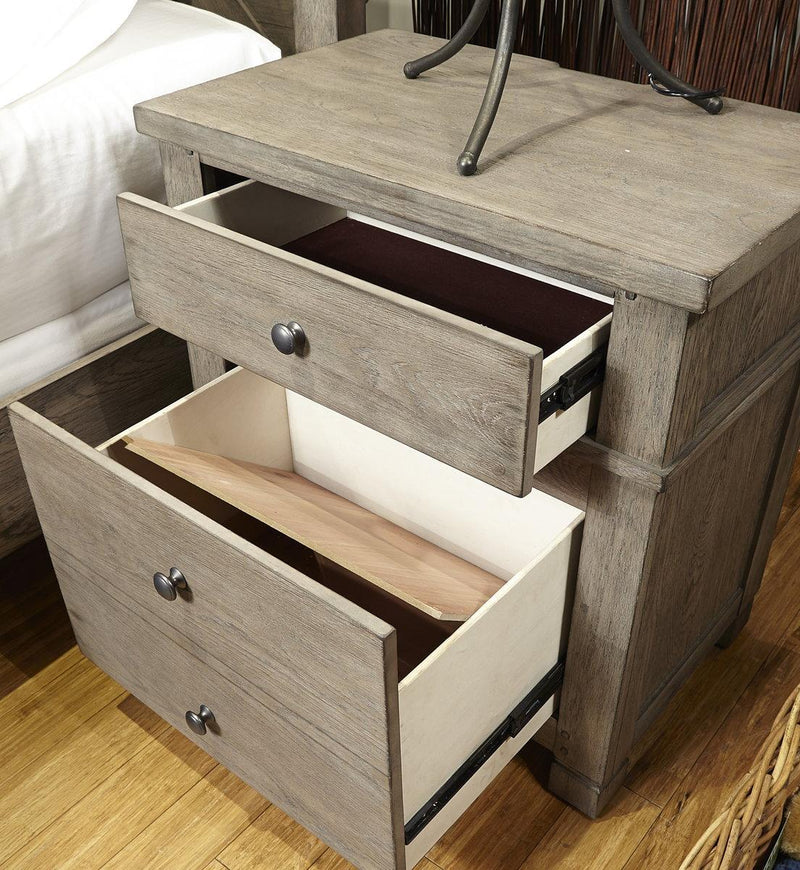 Aspenhome Tucker Two Drawer Nightstand in Stone - Furniture City (CA)l