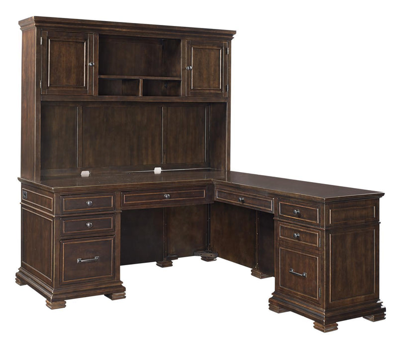 Aspenhome Weston 66" Desk and 48" Return Desk in Brown I35-307/308 - Furniture City (CA)l