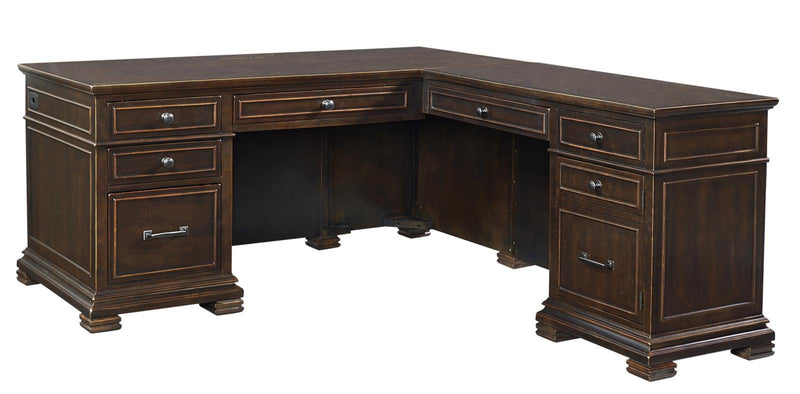 Aspenhome Weston 66" Desk and 48" Return Desk in Brown I35-307/308 - Furniture City (CA)l