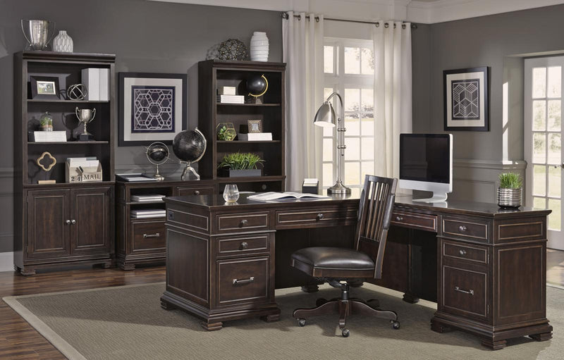 Aspenhome Weston 66" Desk and 48" Return Desk in Brown I35-307/308 - Furniture City (CA)l