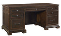 Aspenhome Weston 66" Executive Desk with Power in Brown image