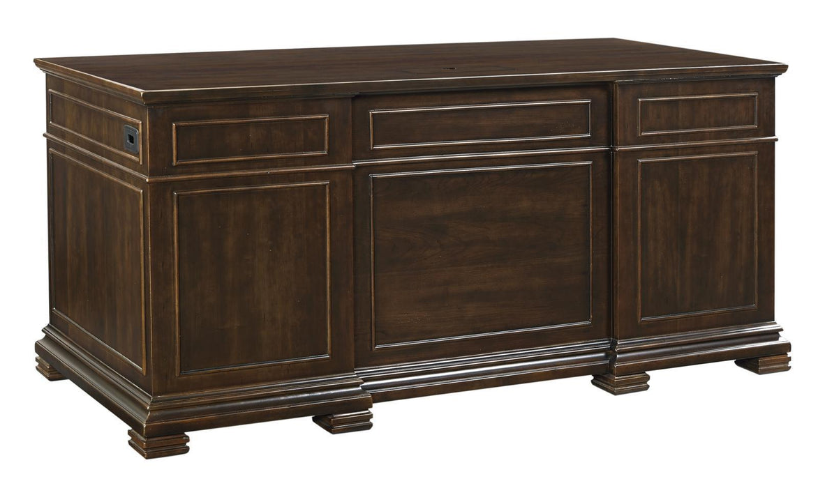 Aspenhome Weston 66" Executive Desk with Power in Brown