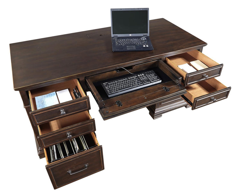 Aspenhome Weston 60" Half Pedestal Desk in Brown - Furniture City (CA)l