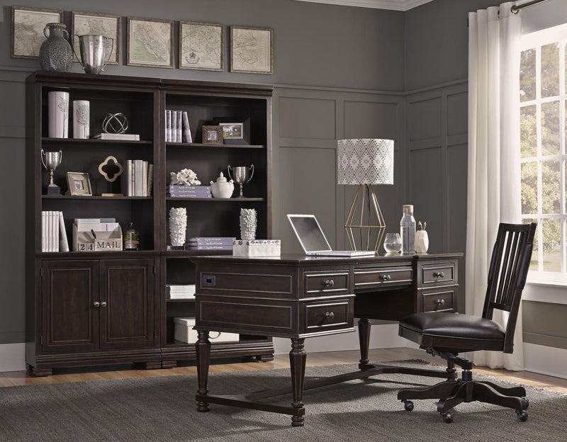 Aspenhome Weston 60" Half Pedestal Desk in Brown - Furniture City (CA)l