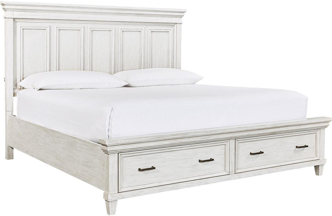 Aspenhome Caraway King Storage Bed in Aged Ivory