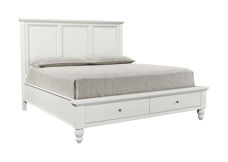 Aspenhome Cambridge Queen Panel Storage Bed in White - Furniture City (CA)l