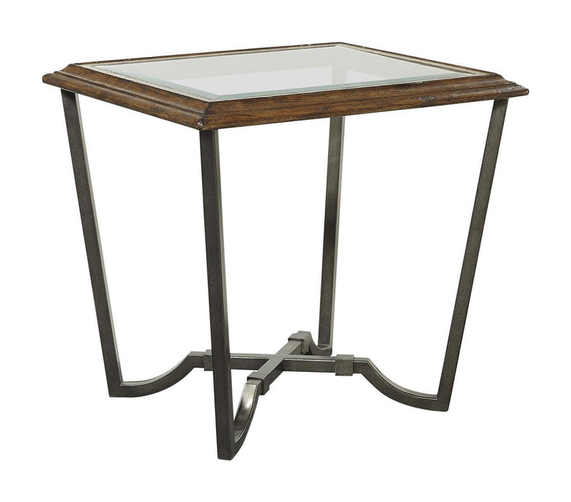 Aspenhome Furniture Mosaic End Table with Glass Top in Pecan - Furniture City (CA)l