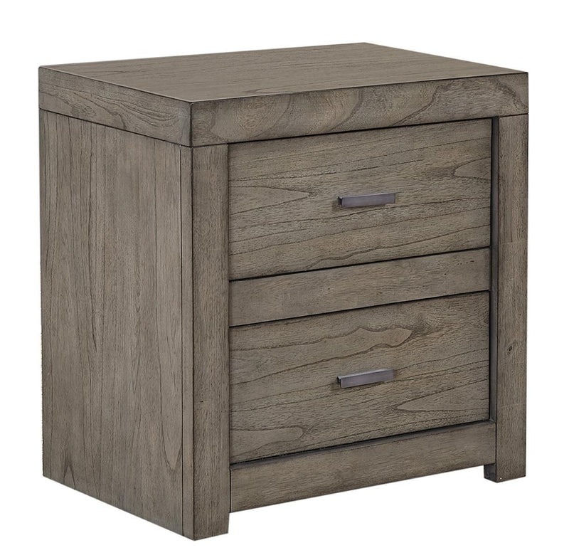 Aspenhome Modern Loft 2 Drawer Nightstand in Greystone - Furniture City (CA)l