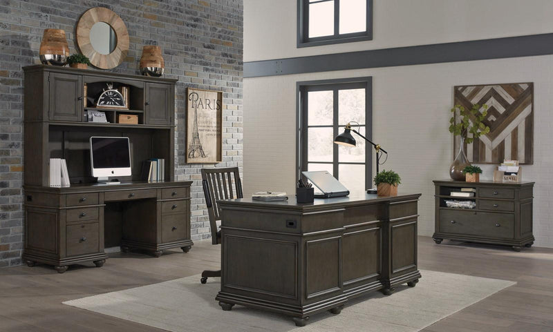 Aspenhome Oxford 66" Credenza and Hutch in Peppercorn - Furniture City (CA)l