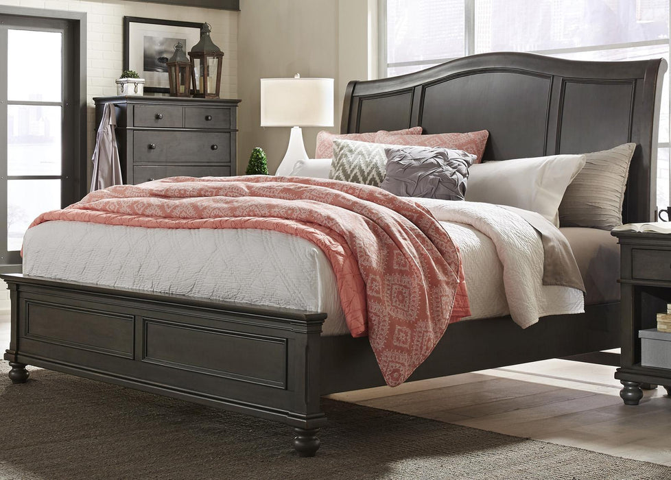 Aspenhome Oxford Queen Sleigh Bed in Peppercorn