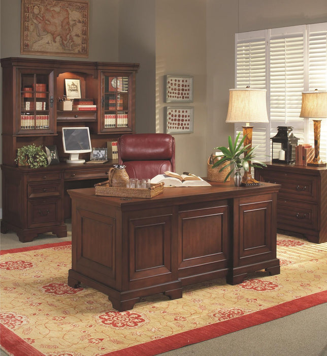 Aspenhome Richmond 66" Credenza Desk and Hutch in Charleston Brown