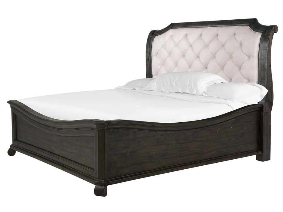 Bellamy Complete Queen Sleigh Bed W/Shaped Footboard