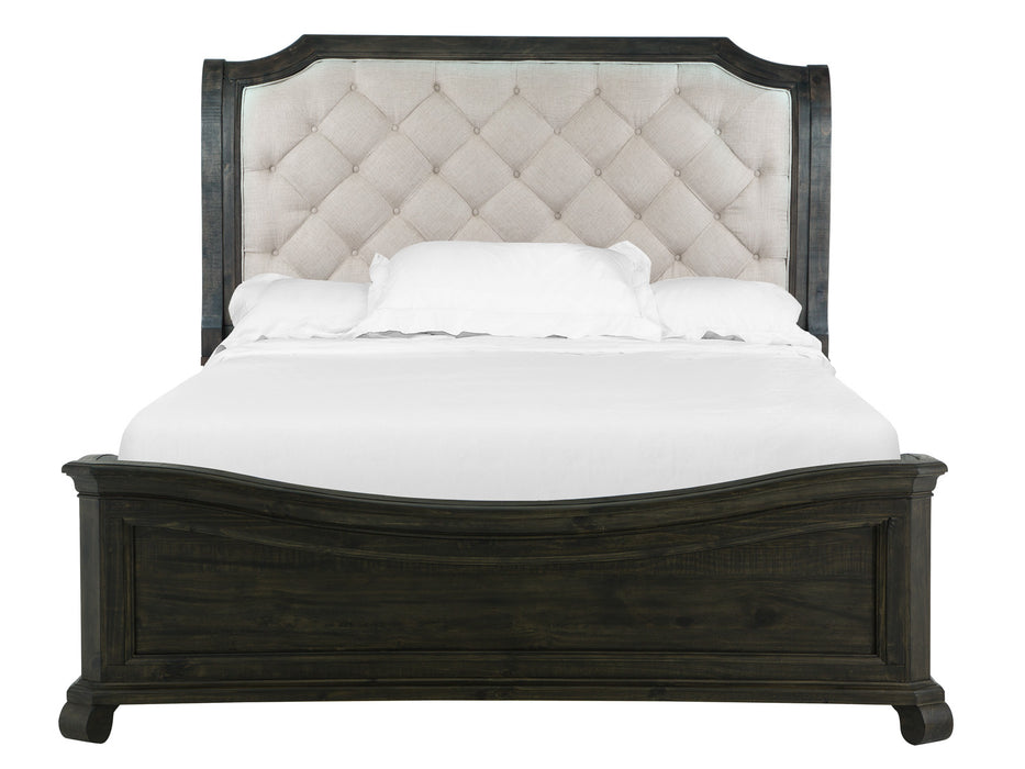 Bellamy Complete Queen Sleigh Bed W/Shaped Footboard
