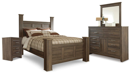 juararo-queen-poster-bed-with-mirrored-dresser-and-nightstand-2