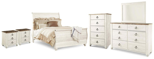 willowton-queen-sleigh-bed-2-dressers-mirror-chest-and-2-nightstands-1