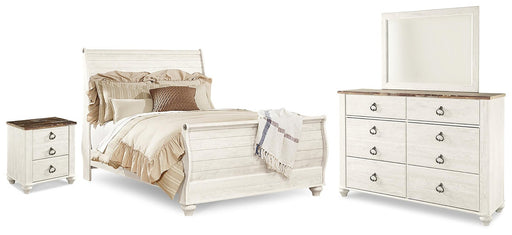 willowton-queen-sleigh-bed-with-mirrored-dresser-and-nightstand-1