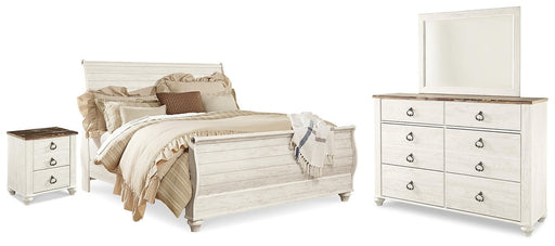 willowton-king-sleigh-bed-dresser-mirror-and-nightstand-1