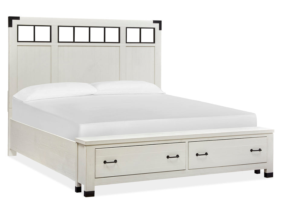 Harper Springs Complete Queen Panel Storage Bed W/Metal/Wood Headboard