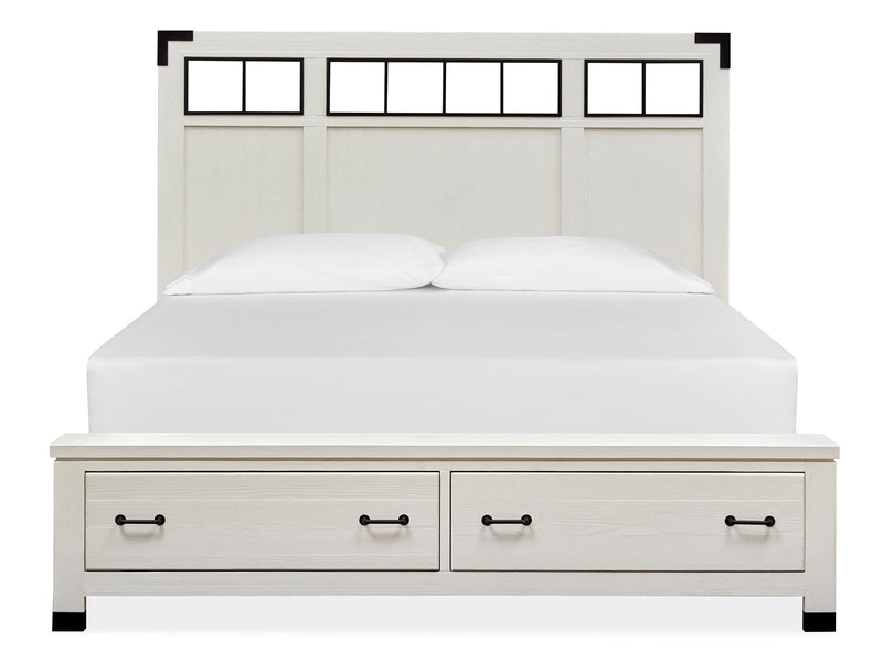 Harper Springs Complete Queen Panel Storage Bed W/Metal/Wood Headboard