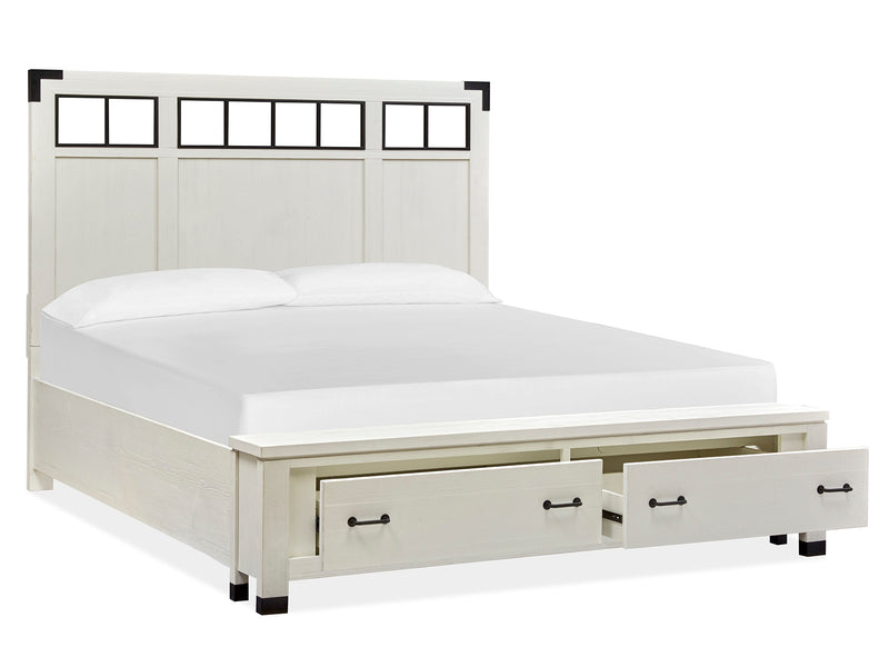 Harper Springs Complete Queen Panel Storage Bed W/Metal/Wood Headboard