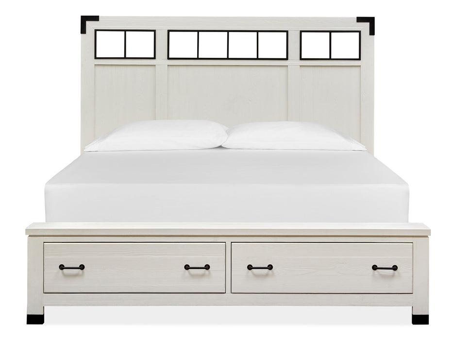 Harper Springs Complete King Panel Storage Bed W/Metal/Wood Headboard