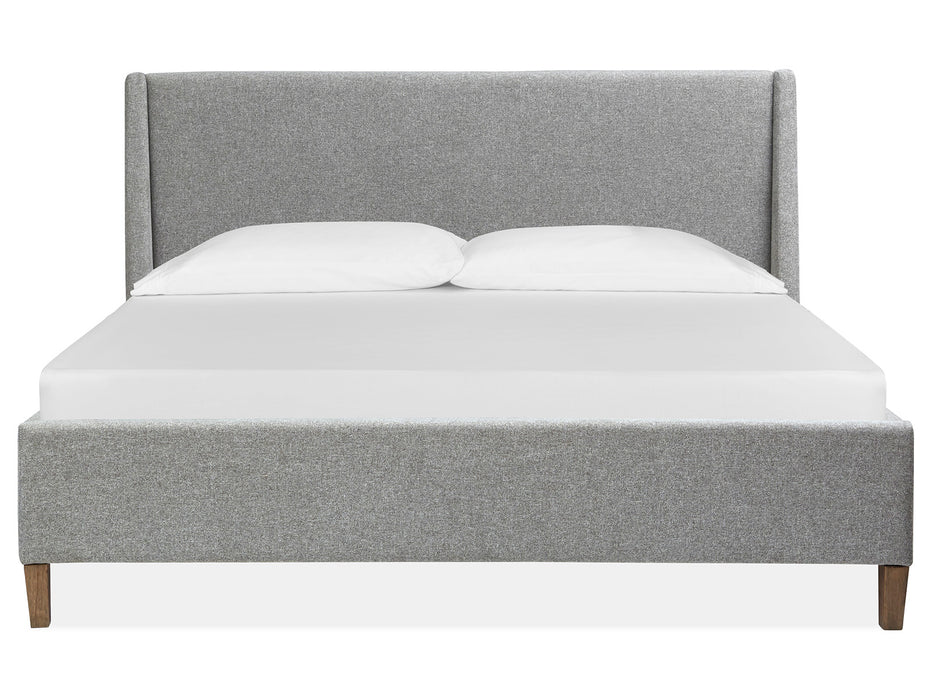 Lindon Complete Queen Grey Upholstered Island Bed